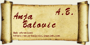 Anja Balović vizit kartica
